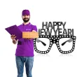 dodatek do stroju na sylwestra nowy rok okulary imprezowe happy new year czarne z krysztalkami