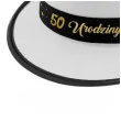 dodatek na 50 urodziny kapelusz glamour birthday bialy z lamowka