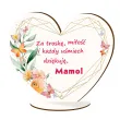 drewniana figurka serce z podstawka kwiaty i motyle prezent na dzien matki 15x13 cm