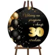 drewniana tablica powitalna 30 urodziny zloto czarny dekoracja sali powitanie gosci