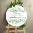 drewniana tablica powitalna komunia swieta eukaliptus beauty dekoracja sali powitanie gosci 3