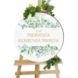 drewniana tablica powitalna komunia swieta eukaliptus beauty lux dekoracja sali powitanie