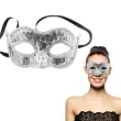elegancka srebrna maska wenecka z cekinami dodatek do stroju na karnawal