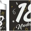 etykieta na butelke 18 urodziny glamour birthday czarny 85x120 mm 5 szt