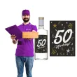etykieta na butelke 50 urodziny glamour birthday czarny 85x120 mm 5 szt