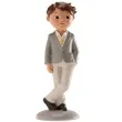 figurka na tort komunia chlopiec w szarej marynarce dekora 15 cm
