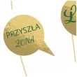 fotogadzet patyczki wesele zloto zielony dekolo 7 szt