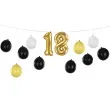 girlanda balonowa 18 urodziny zloty czarny bialy partydeco 12 szt