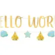 girlanda hello world chmurki i gwiazdki zloto blekitny amscan 176 8 cm
