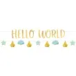 girlanda hello world chmurki i gwiazdki zloto blekitny amscan 176 8 cm