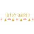 girlanda hello world chmurki i gwiazdki zloto rozowy amscan 176 8 cm