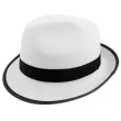 kapelusz gangster bialy z lamowka