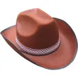 kapelusz kowbojski z ozdobnym paskiem brazowy partytino