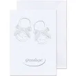 kartka okolicznosciowa garatulacje biale buciki paw 12 5 x 17 6 cm