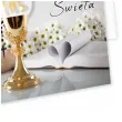 kartka okolicznosciowa kielich z biblia prezent pamiatka na komunie swieta 15x15 cm