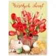 kartka okolicznosciowa laurka wielkanocna pisanki z tulipanami swiecka maki 11 7 x 16 7