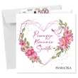 kartka okolicznosciowa rozowe serce prezent pamiatka na komunie swieta 15x15 cm