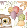 kartka okolicznosciowa urodziny sowa i balony henry 15 x 15 cm