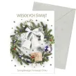 kartka okolicznosciowa z oplatkiem wesolych swiat stroik z dzwoneczkami maki b6