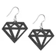 kolczyki diamenty czarny brokat 35x30 mm
