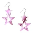 kolczyki gwiazdki blysk rozowe lustrzane 40x55 mm