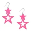 kolczyki gwiazdki neonowe rozowe 40x55 mm