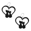kolczyki kotki i ogonkowe serca czarne 50x45 mm