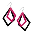kolczyki neonowe romby rozowe 50 x 77 mm