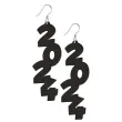 kolczyki nowy rok 2024 czarne 30 x 84 mm
