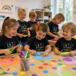 koszulka dziecieca z nadrukiem dla chlopca dziewczynki dzien kropki czarna do przedszkola 116