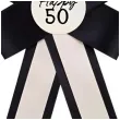 kotylion na 50 urodziny happy 50 czarny kremowy elegancki przypinka odznaka 11x17 cm