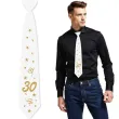 krawat na 30 urodziny dodatek do stroju glamour birthday bialy 43 cm