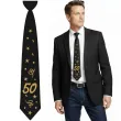 krawat na 50 urodziny dodatek do stroju glamour birthday czarny 43 cm