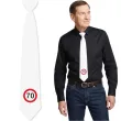 krawat na 70 urodziny dodatek do stroju traffic birthday bialy 43 cm