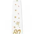 krawat na 80 urodziny dodatek do stroju glamour birthday bialy 43 cm