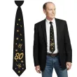 krawat na 80 urodziny dodatek do stroju glamour birthday czarny 43 cm