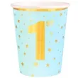 kubeczki papierowe 1 urodziny zlote gwiazdki niebieski partypal 220 ml 6 szt