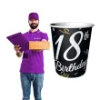 kubeczki papierowe 18th birthday 18 urodziny czarny godan 250 ml 6 szt