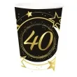 kubeczki papierowe 40 urodziny gwiazdy czarno zloty guirca 240 ml 6 szt