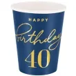 kubeczki papierowe 40 urodziny happy birthday 40 granatowy partypal 220 ml 6 szt