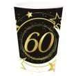 kubeczki papierowe 60 urodziny gwiazdy czarno zloty guirca 240 ml 6 szt