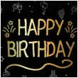 kubeczki papierowe happy birthday shining glam czarno zloty folat 250 ml 8 szt