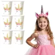 kubeczki papierowe jednorozec i gwiazdki dekoracja na urodziny bialy 266 ml 6 szt