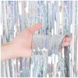 kurtyna na drzwi classic holo srebrna holograficzna partydeco 250 x 90 cm