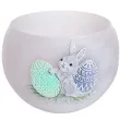 lampion wielkanocna kula z zajaczkiem szaro zielony bartek candles 120 mm