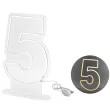 lampka dekoracyjna cyfra 5 neon led bialy partydeco 50 cm