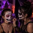 makijaz do stroju na halloween dia dde los muertos tatuaze zmywalne sztuczne zeby czaszka make up