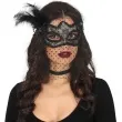 maska karnawalowa wenecka azurowa piorko welon czarny guirca