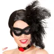 maska karnawalowa wenecka z piorami i roza czarny widmann
