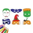 maska papierowa kolorowanka halloween mix diy rozm uniwersalny 6 szt